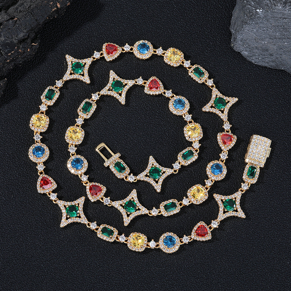 Colorful Star Geometric Chain Necklace & Bracelet Set product image