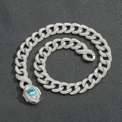 Hip Hop Vintage Cuban Link Cubic Zirconia Necklace for Men