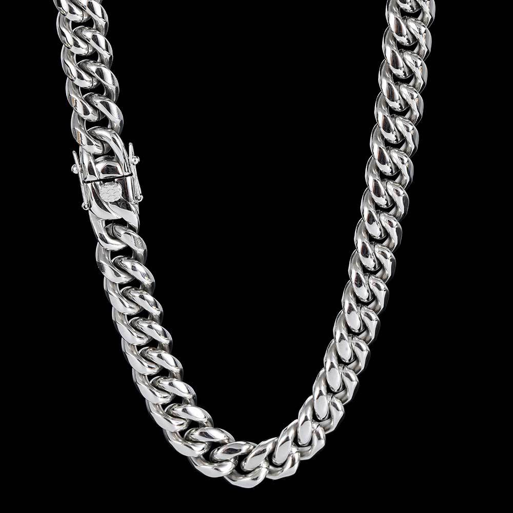 8-12 mm Polished Cuban with Dragon Clasp Hip Hop Necklace with Stainless steel Base - CHA004 product image
