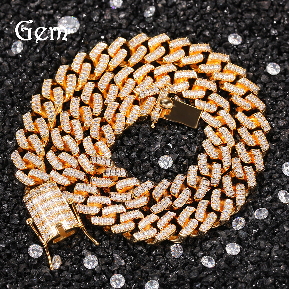 Iced Cuban Link Necklace with Cubic Zirconia Pendant Chain for Women & Men, Gold Plated or Silver Plated Statement Jewelry