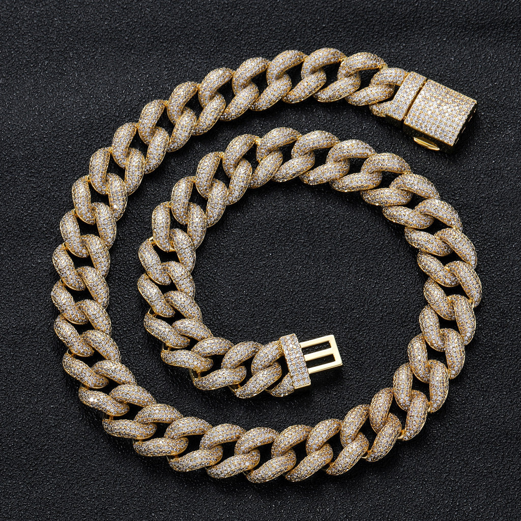Hip Hop Light Luxury Cuban Link Cubic Zirconia Necklace for Men
