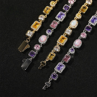 Hip Hop Cubic Zirconia Pendant Necklace for Women & Men - Gold or Silver Tone Geometric Statement Chain