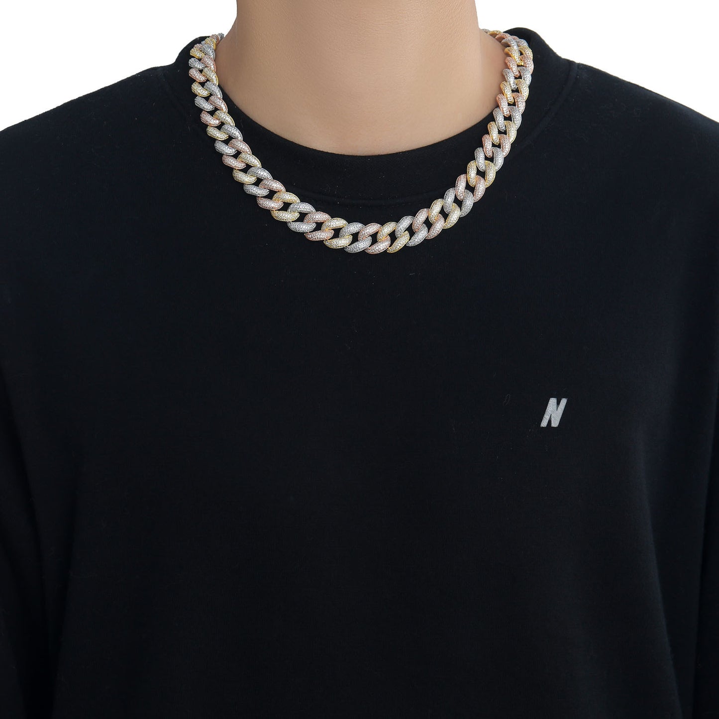 Hip Hop Cuban Link Bubble Cubic Zirconia Necklace for Men