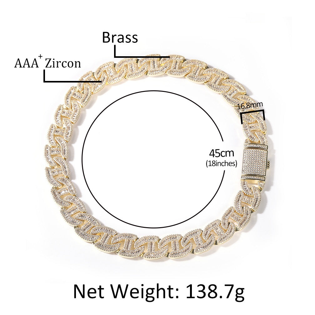 Iced Out Cuban Link Chain Necklace for Women & Men - Gold Plated or Silver Plated Cubic Zirconia Statement Pendant Chain product image