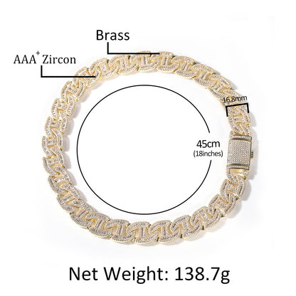 Iced Out Cuban Link Chain Necklace for Women & Men - Gold Plated or Silver Plated Cubic Zirconia Statement Pendant Chain