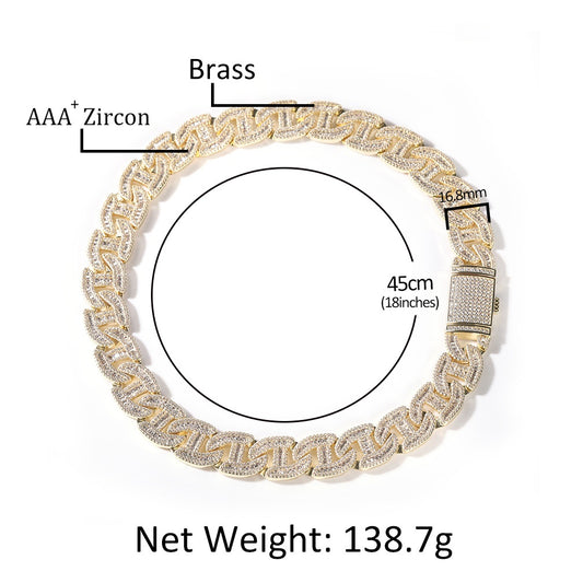 Iced Out Cuban Link Chain Necklace for Women & Men - Gold Plated or Silver Plated Cubic Zirconia Statement Pendant Chain