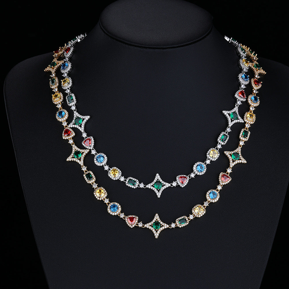 Colorful Star Geometric Chain Necklace & Bracelet Set product image