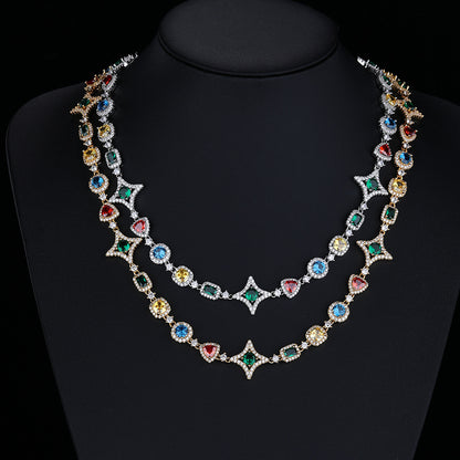 Colorful Star Geometric Chain Necklace & Bracelet Set