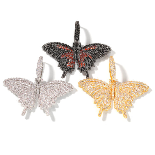 Butterfly Cubic Zirconia Pendant Necklace for Women & Men - Rose Gold, Gold or Silver Tone Chain Statement Jewelry