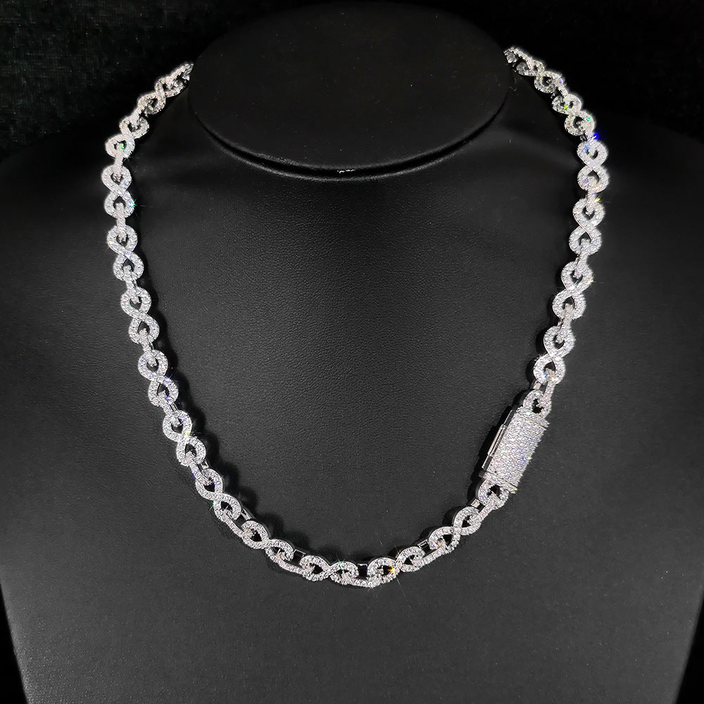 8 mm CZ Figure-Eight Link Hip Hop Necklace or Bracelet with Copper Base - CHA214 product image