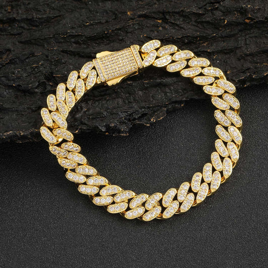 Hip Hop Minimalist Cuban Link Cubic Zirconia Bracelet for Men