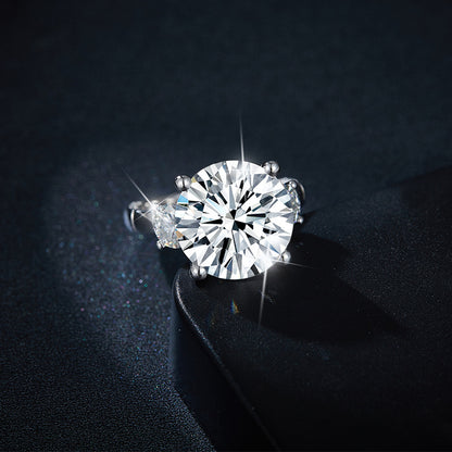 Round Moissanite Ring for Women, 13mm Statement Engagement Ring