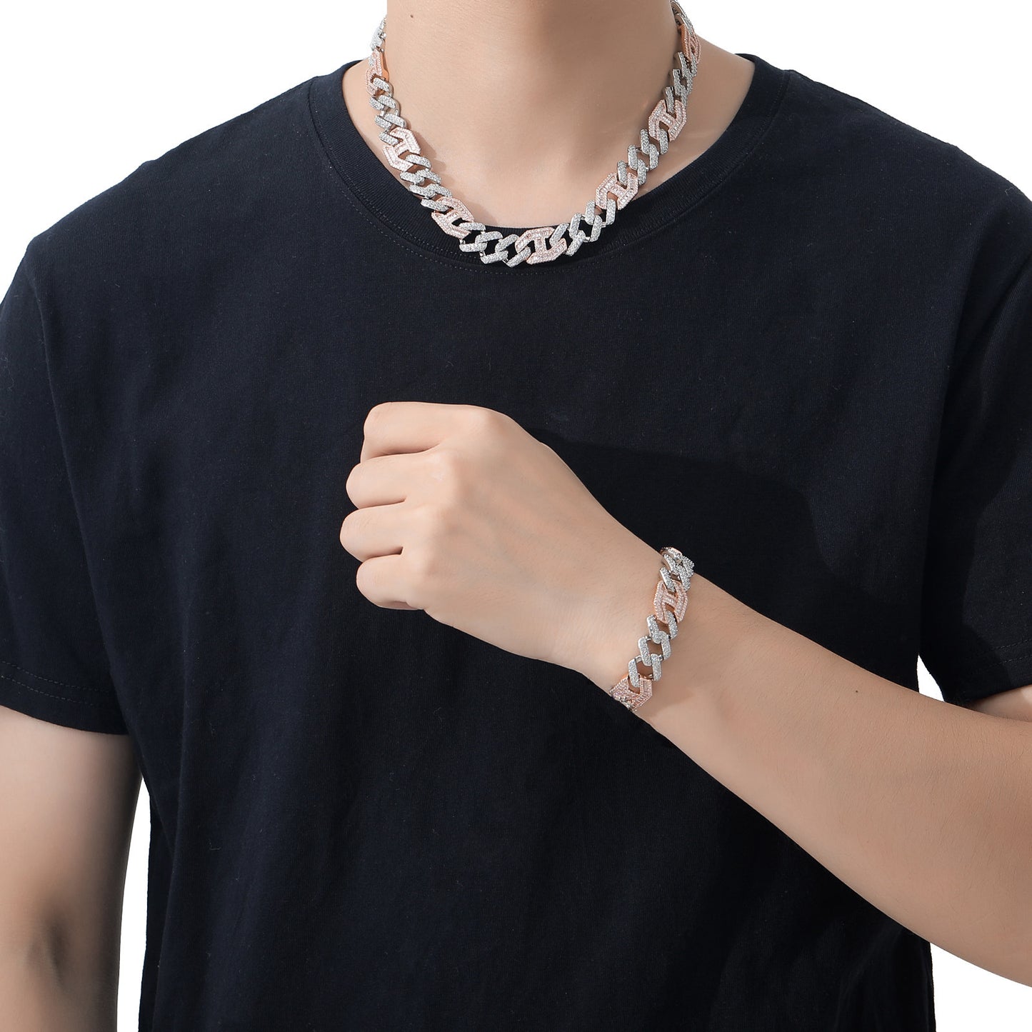 Cuban Link Bubble Cubic Zirconia Necklace for Men