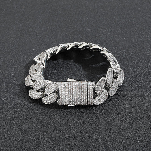 Hip Hop Light Luxury Cuban Link Bubble Cubic Zirconia Bracelet for Men