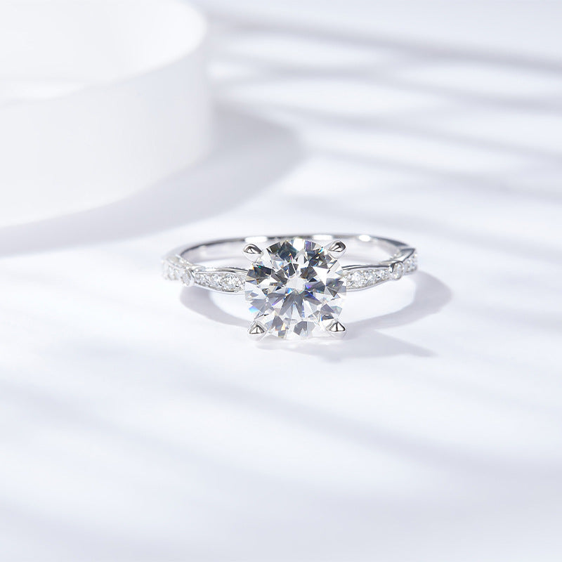 Round 7.5mm Moissanite Ring, 18K Gold-Plated Solitaire Promise Ring for Women product image