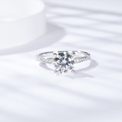 Round 7.5mm Moissanite Ring, 18K Gold-Plated Solitaire Promise Ring for Women