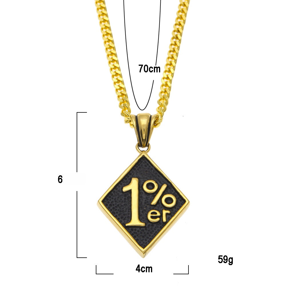Gold Tone Number Pendant Necklace with 5mm Cuban Chain – Unisex Hip Hop Statement Chain product image