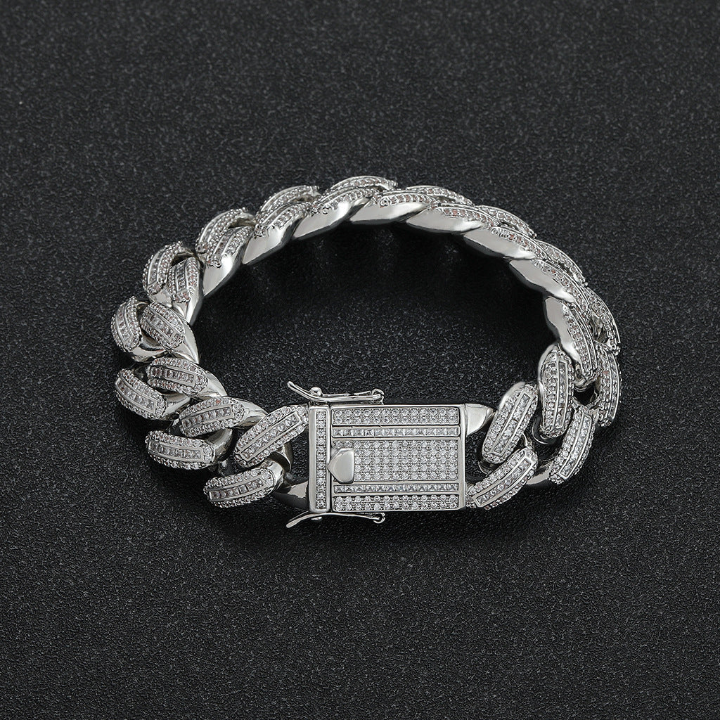 Hip Hop Light Luxury Cuban Link Cubic Zirconia Bracelet for Men