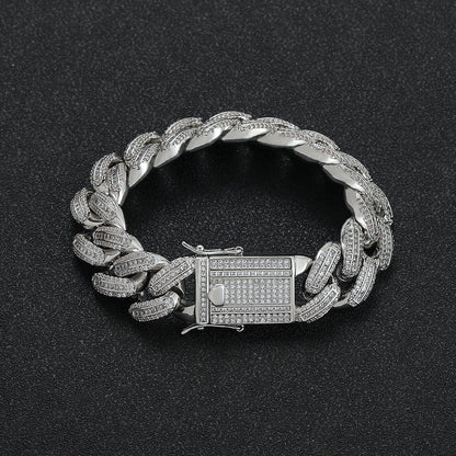 Hip Hop Light Luxury Cuban Link Cubic Zirconia Bracelet for Men