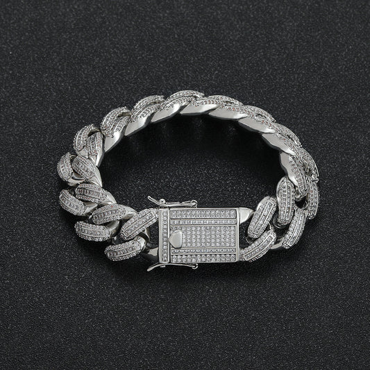 Hip Hop Light Luxury Cuban Link Cubic Zirconia Bracelet for Men