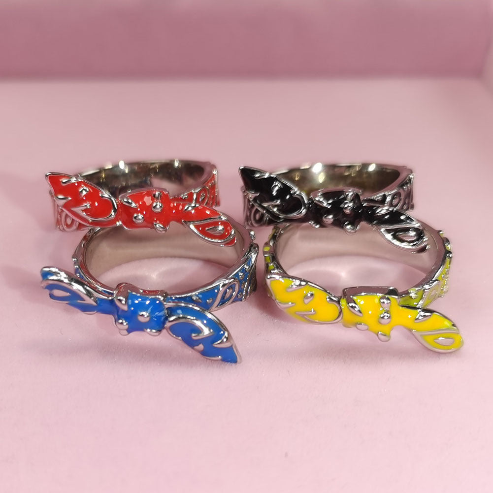 Trendy Floral Enamel Ring for Women & Men – Silver Plated Statement Flower Band