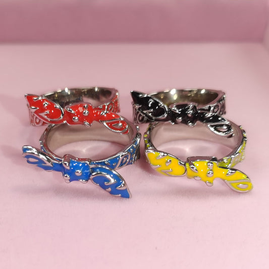 Trendy Floral Enamel Ring for Women & Men – Silver Plated Statement Flower Band