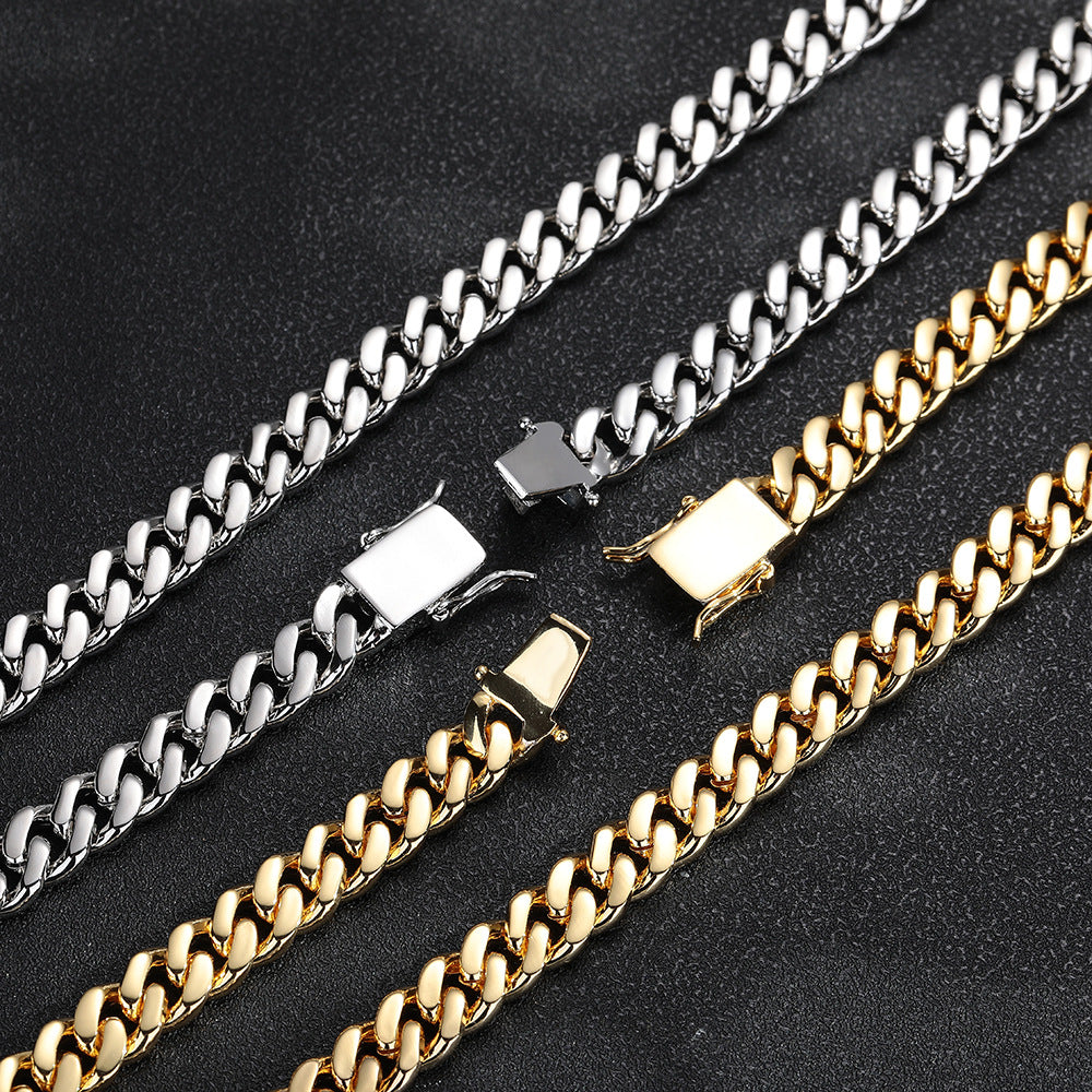 10mm Iced Out Cuban Link Bracelet, Zircon Hip Hop Chain for Men Women