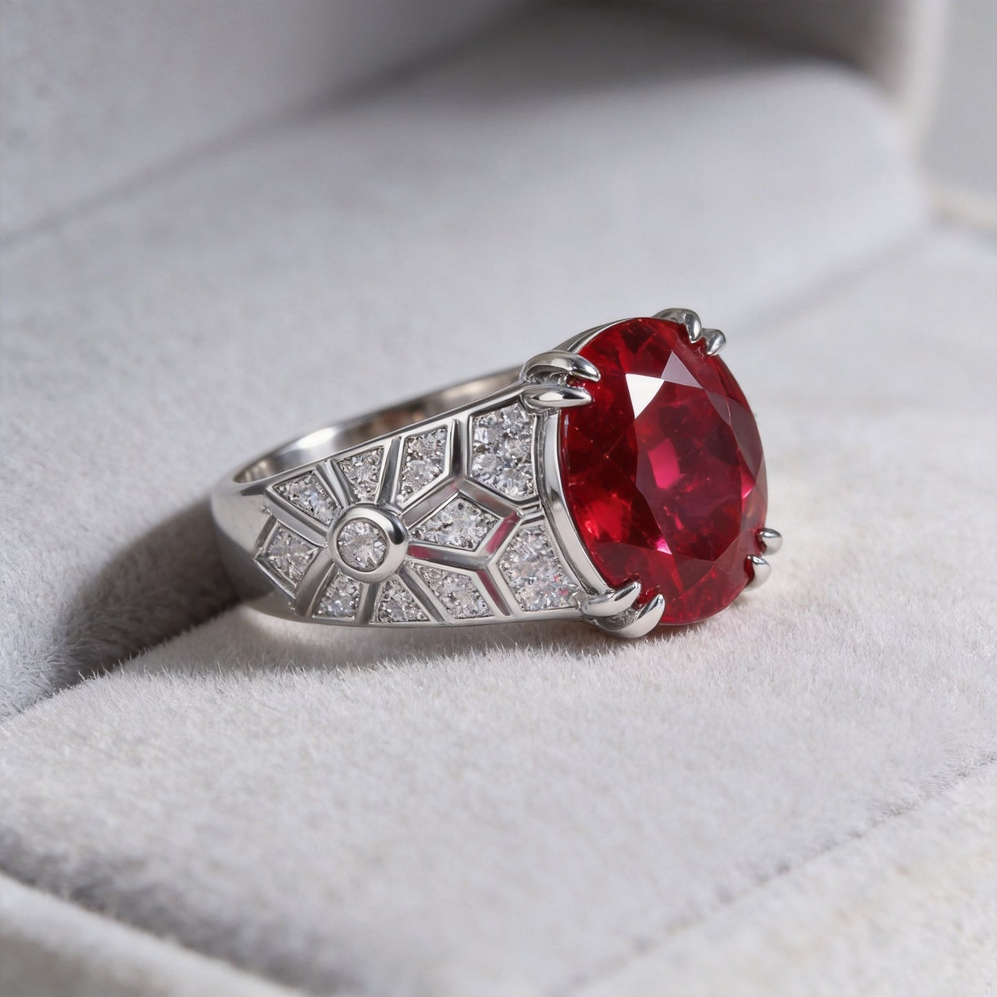 Vintage-Inspired 6 Carat Lab-Grown Ruby Ring, S925 Silver Gold-Plated Statement Ring product image