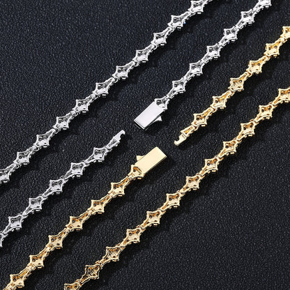 Unisex Geometric Cubic Zirconia Tennis Chain Necklace Bracelet