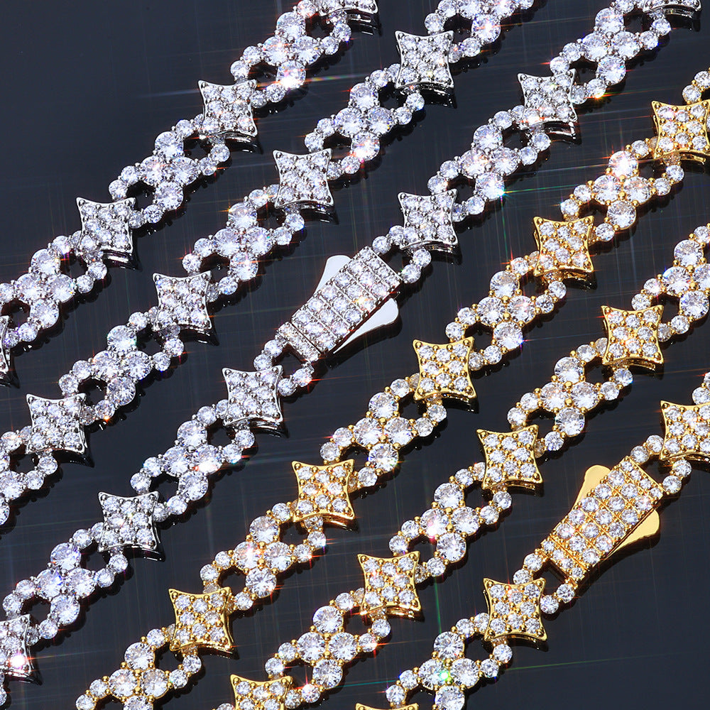 12 mm Star and Round CZ Link Copper Necklace - CHA391 product image