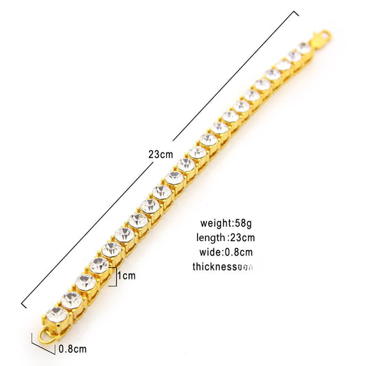 Unisex Gold Plated Crystal Chain Bracelet 8mm - Trendy Statement Bracelet for Women and Men