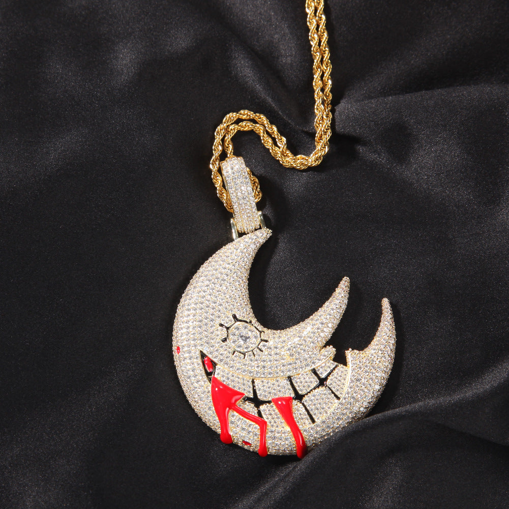 Silver Plated Crescent Moon Pendant Necklace with Stainless Steel Twist Chain for Women