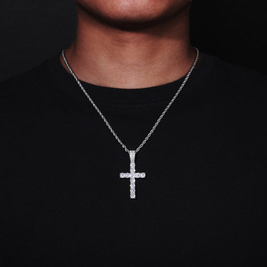 Men’s Cross Pendant Necklace, Zircon Rope Chain Hip Hop Pendant, Geometric Statement Jewelry alternate product image