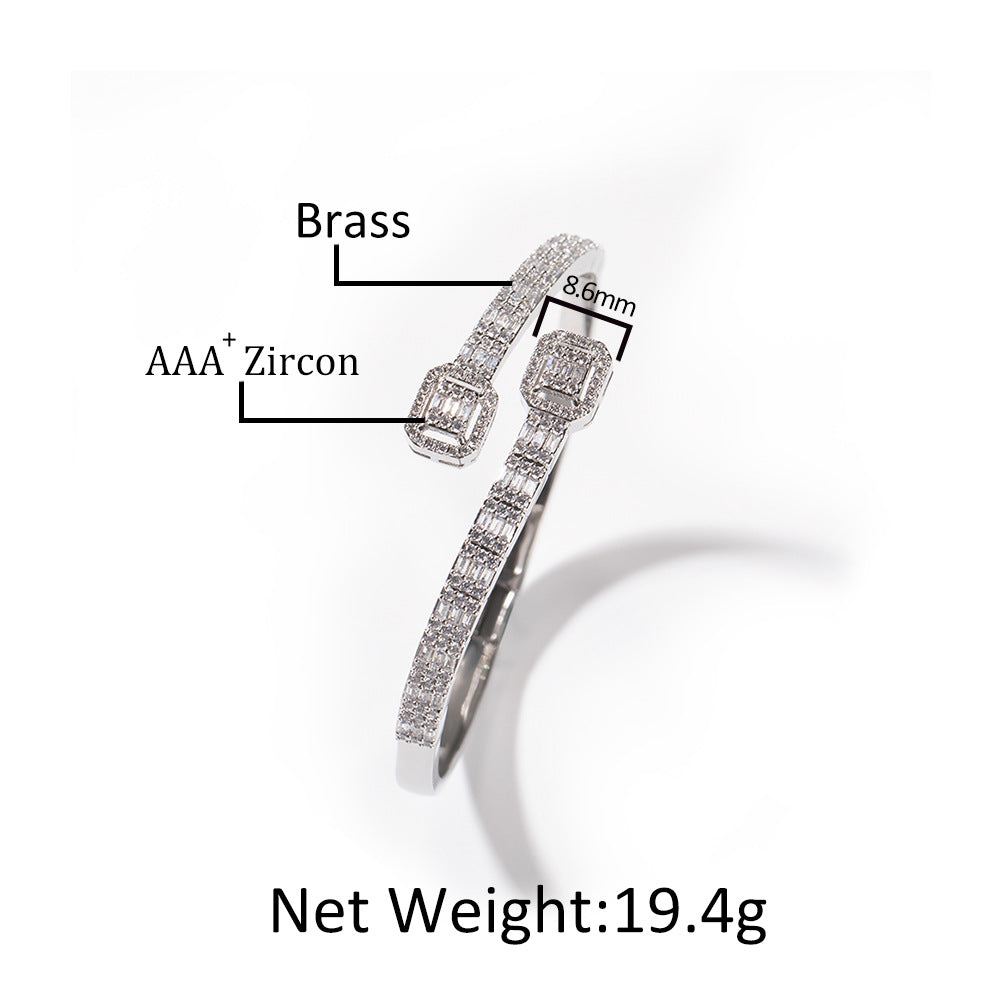 Elegant Oval Crystal Open Cuff Bracelet for Women - Gold or Silver Plated 8 Inch Dainty Bangle