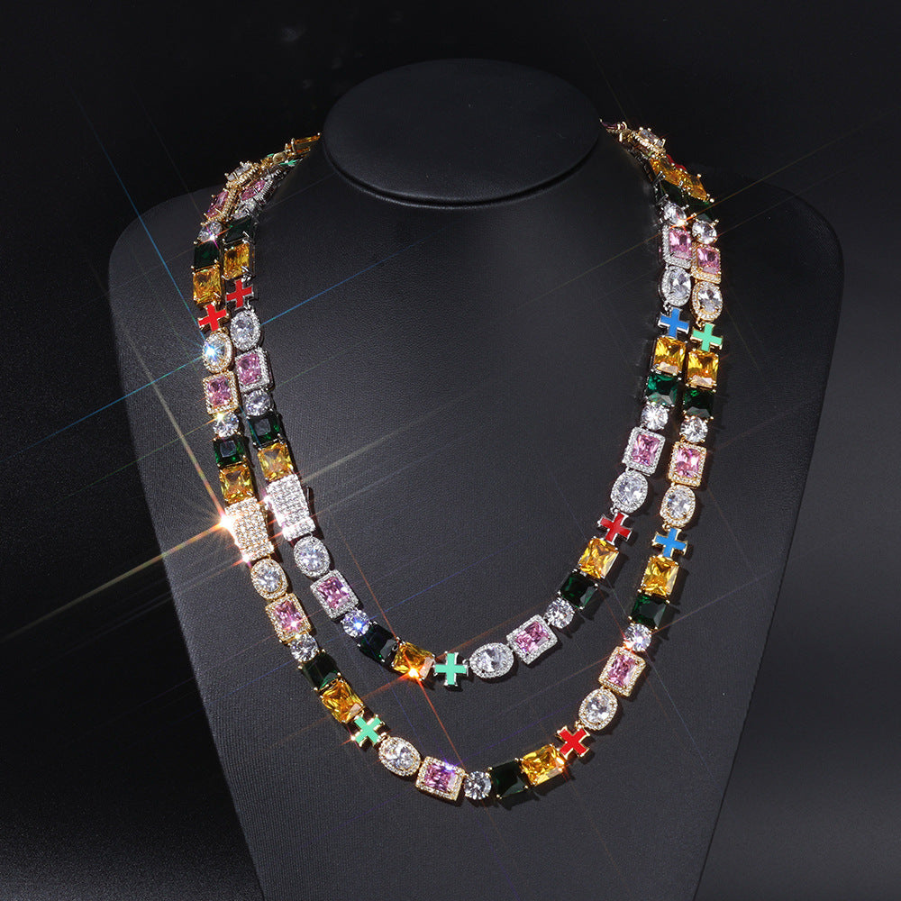10 mm Multicolor Cross CZ Link Copper Necklace or Bracelet - CHA369 product image