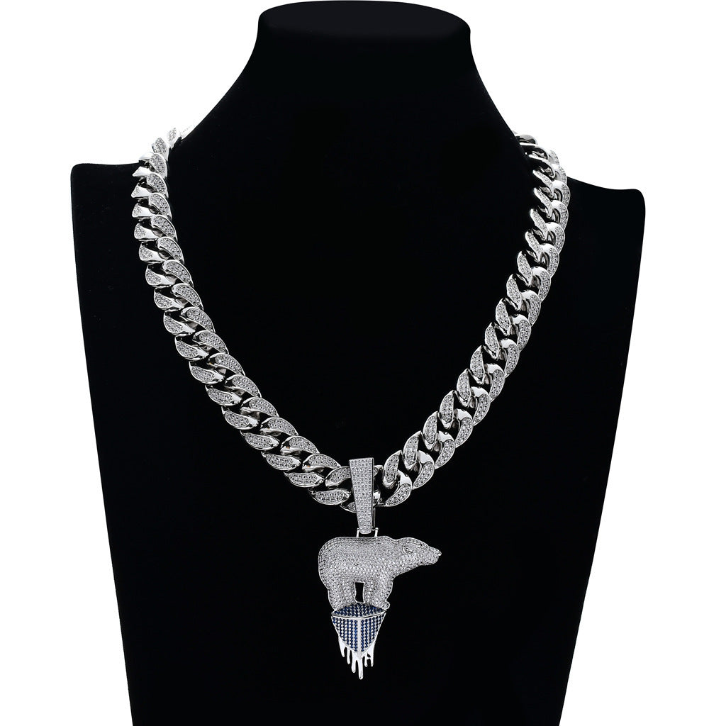 Hip Hop Fashion Cubic Zirconia Pendant Necklace for Men and Women