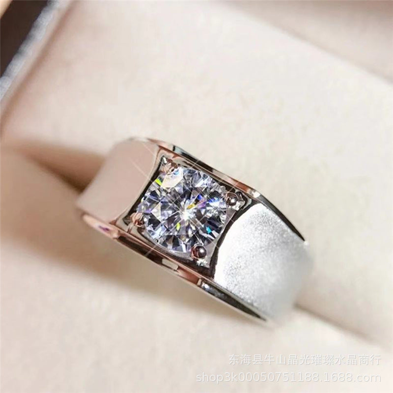 Men’s VVS Moissanite Ring - Classic Solitaire Band in 0.5ct, 1ct, 2ct Sizes