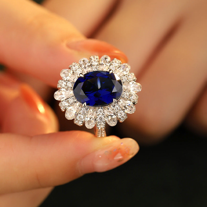 Lab-Grown Emerald Halo Ring for Women, 18K Gold Plated Oval Green Stone Ring product image