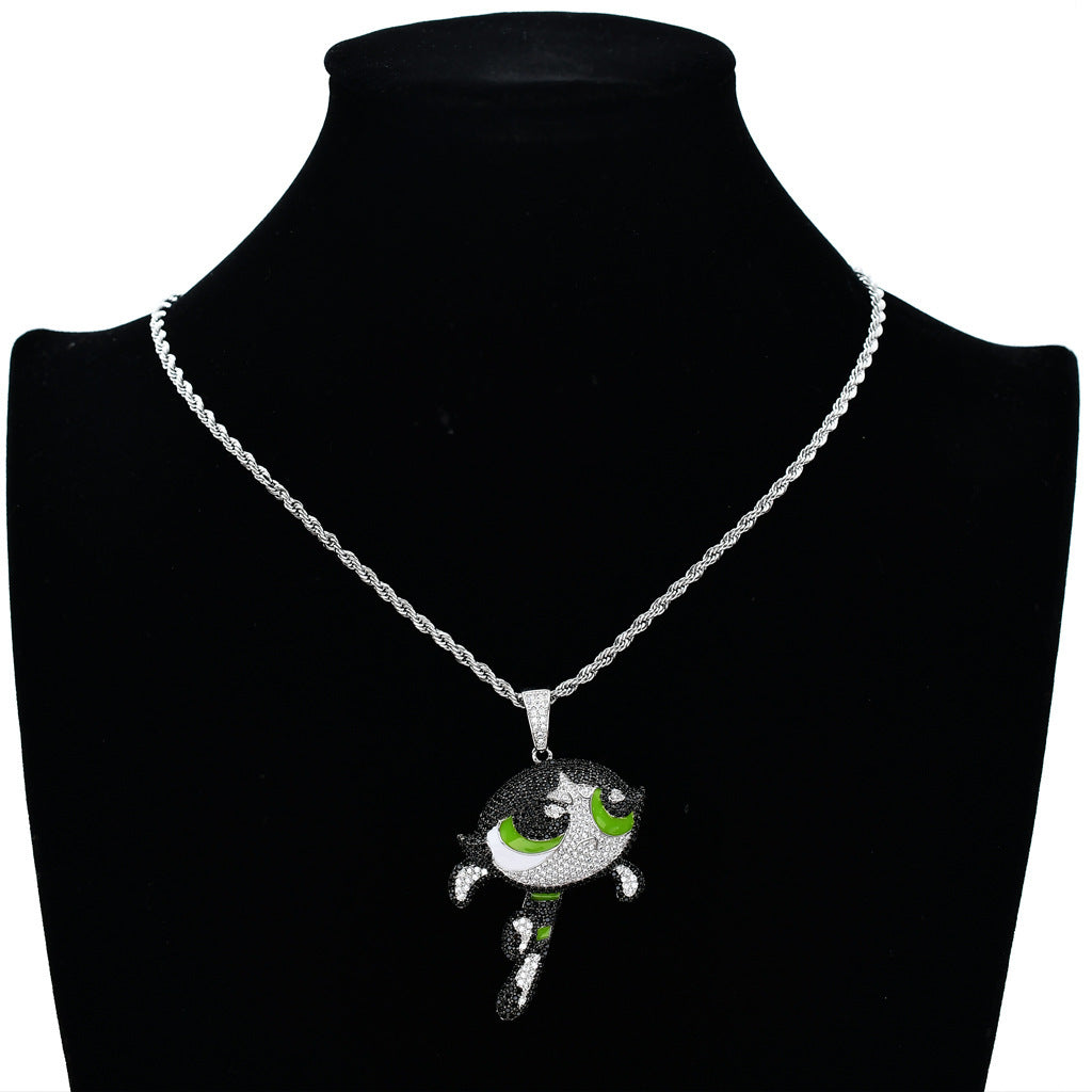 Hip Hop Fashion Cubic Zirconia Pendant Necklace for Men and Women