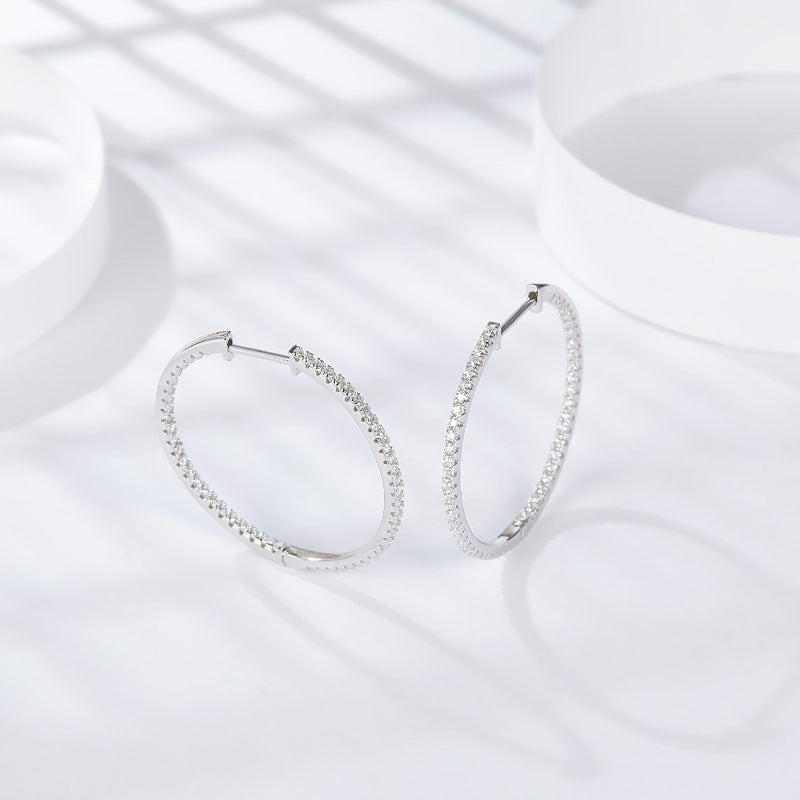 Sparkling Pave Hoop Earrings for Women, Huggie-Style Round Earrings, Everyday Shine product image