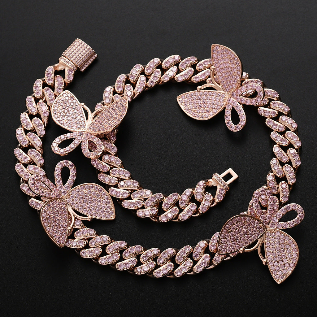 Hip Hop Vintage Cross Cuban Link Copper Necklace for Men