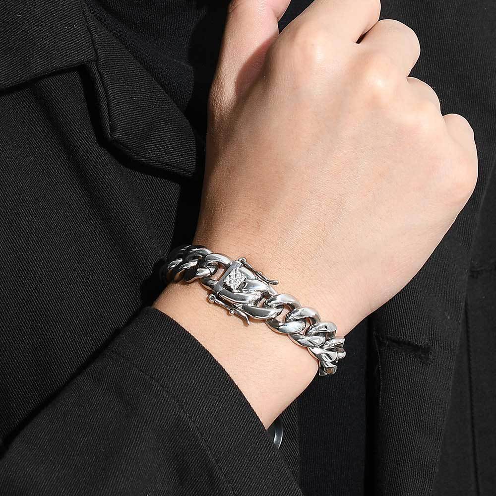 6-14 mm Rounded Polished Cuban Stainless steel Bracelet - CHA006 product image