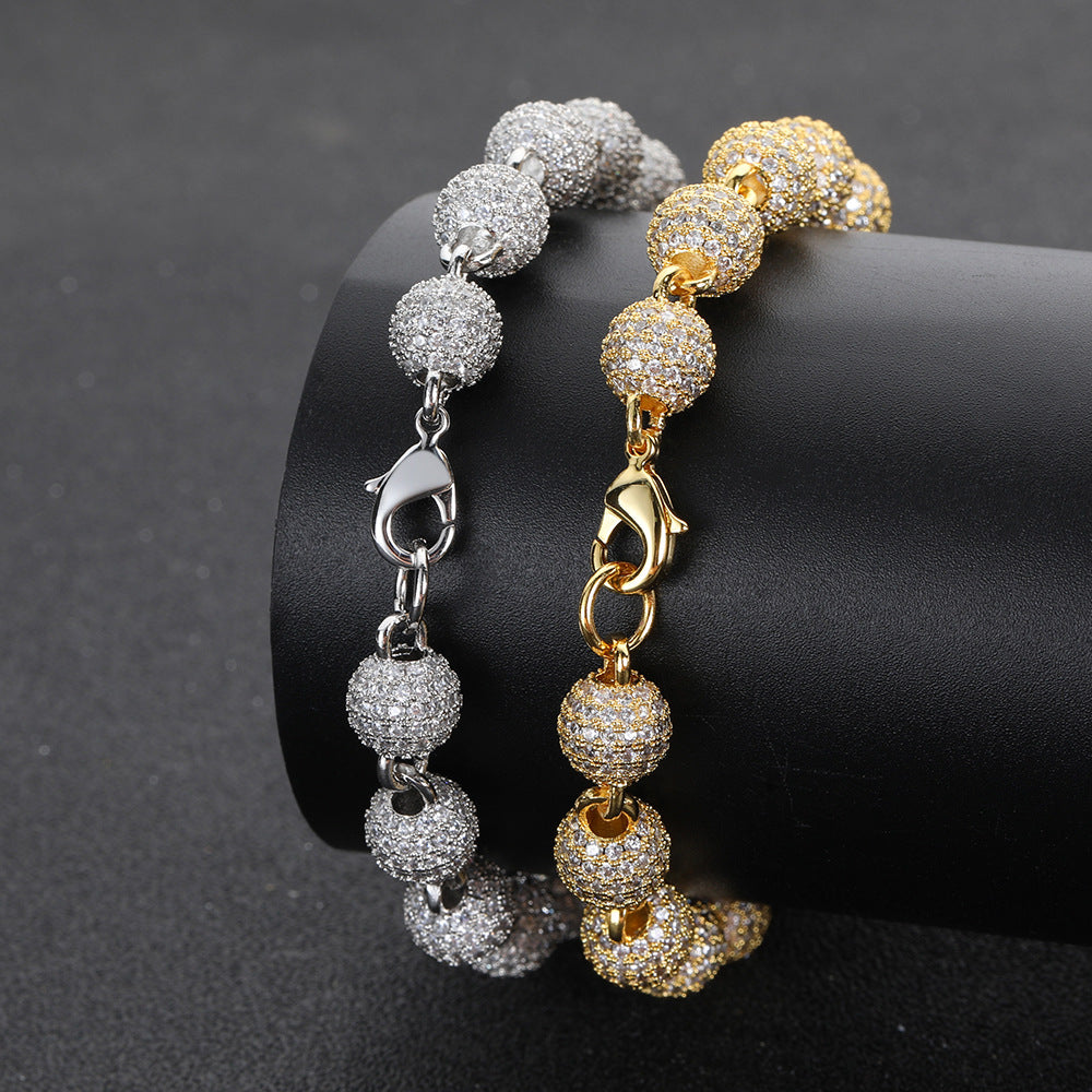 8 mm Pave CZ Bead Link Copper Necklace or Bracelet - CHA099 product image