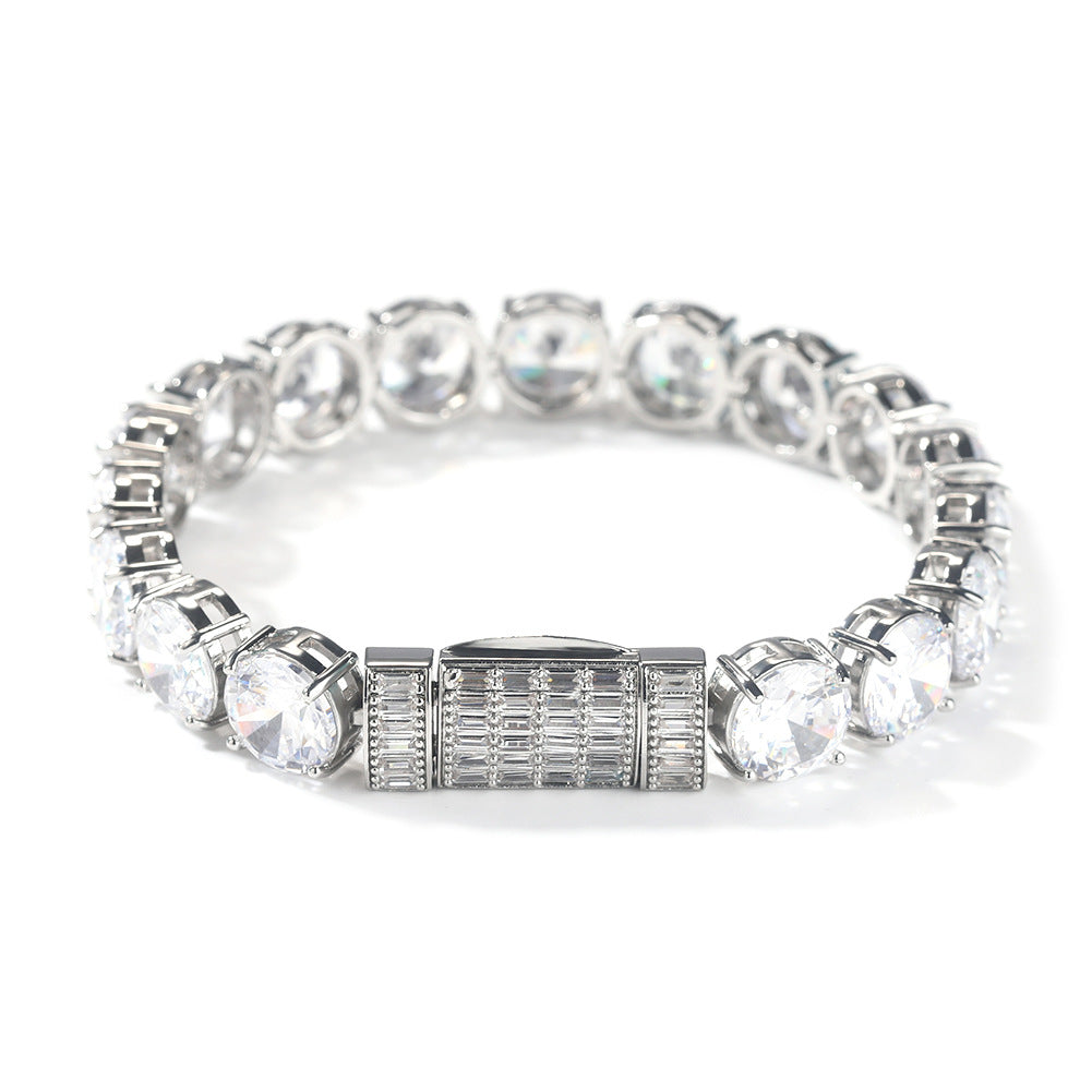 Silver tone 10mm cubic zirconia tennis bracelet with box clasp product image