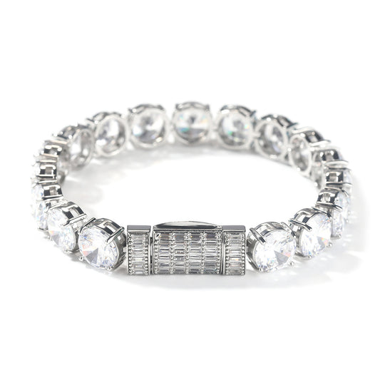 Men’s Iced Out Cubic Zirconia Tennis Bracelet - Gold, Silver & Rose Gold Tone Round Statement Chain