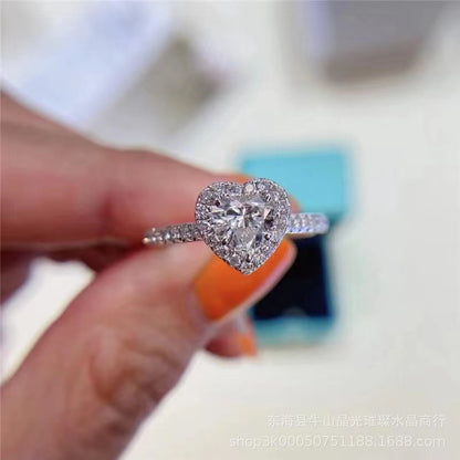 Heart Shaped Moissanite Ring for Women, Halo Engagement Ring, Promise Ring