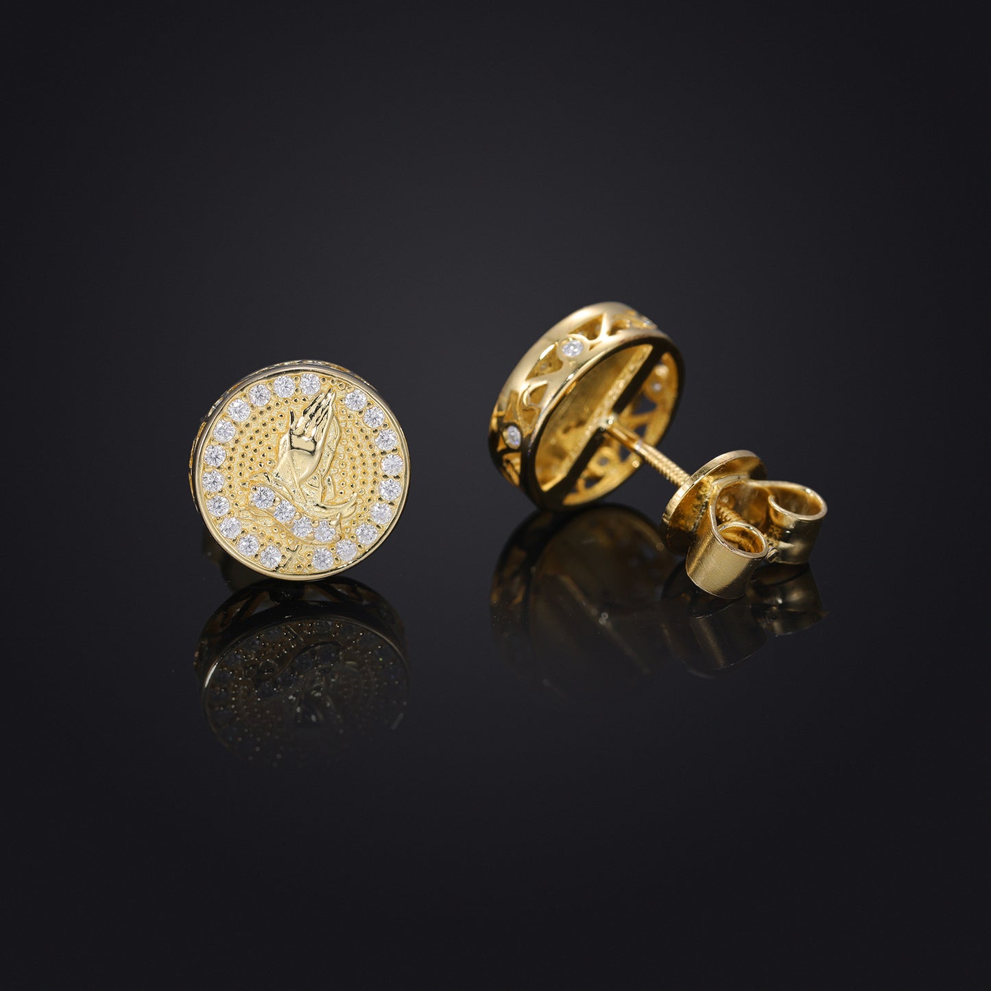 925 Silver Moissanite Round Stud Earrings for Women and Men product image