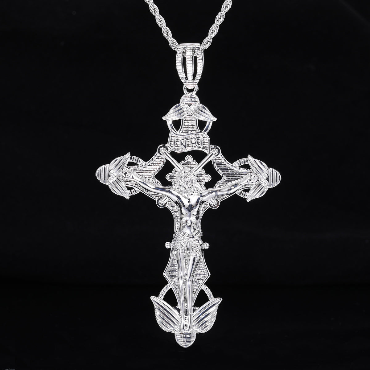 Vintage Cross Pendant Rope Chain Necklace for Women and Men - Hip Hop Streetwear Statement Jewelry product image