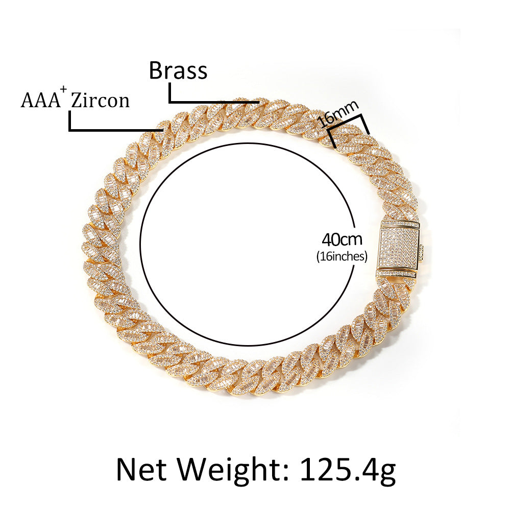 Iced Out Cuban Link Chain Necklace Bracelet Set for Men with Cubic Zirconia, Gold Silver Rose Gold Statement Hip Hop Jewelry