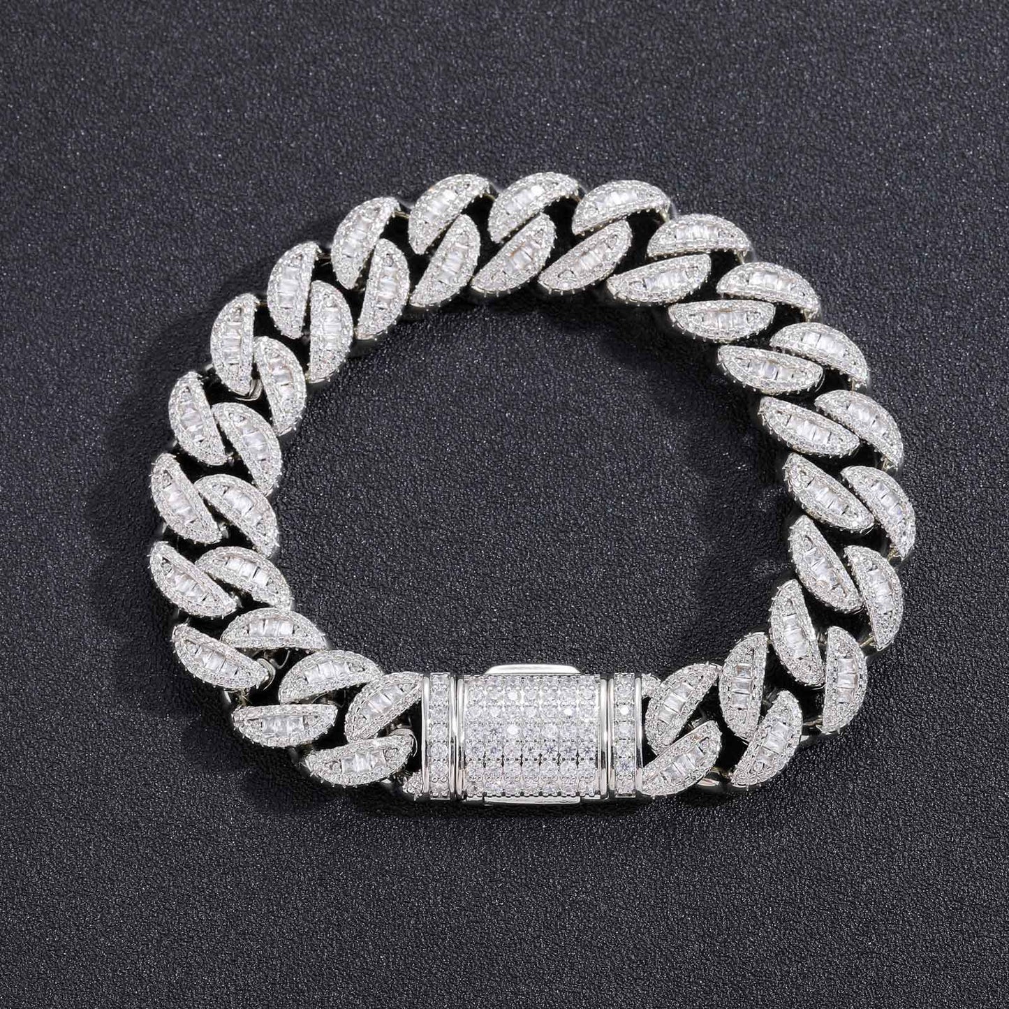 Hip Hop Light Luxury Cuban Link Cubic Zirconia Bracelet for Men